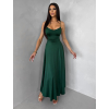 Smaragdové saténové elegantné midi šaty SIMUEL so šnurovaním (Veľkosť ONESIZE)