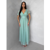 Svetlo zelené šifónové dlhé viazacie šaty VIONELA (Veľkosť ONESIZE)