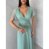 Svetlo zelené šifónové dlhé viazacie šaty VIONELA (Veľkosť ONESIZE)