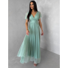 Svetlo zelené šifónové dlhé viazacie šaty VIONELA (Veľkosť ONESIZE)
