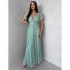 Svetlo zelené šifónové dlhé viazacie šaty VIONELA (Veľkosť ONESIZE)