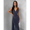 Šedé spoločenské dlhé šaty RAVILETA (Veľkosť ONESIZE)