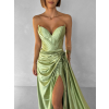 Zelené plesové korzetové dlhé šaty CELYNDRA s vlečkou (Veľkosť L)
