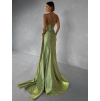 Zelené plesové korzetové dlhé šaty CELYNDRA s vlečkou (Veľkosť L)