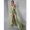 Zelené plesové korzetové dlhé šaty CELYNDRA s vlečkou (Veľkosť L)