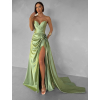 Zelené plesové korzetové dlhé šaty CELYNDRA s vlečkou (Veľkosť L)