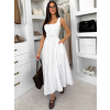 Biele dlhé puzdrové šaty SENTALIA s opaskom (Veľkosť M/L)