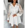 Biele košeľové šaty VYLORIUM s čipkovými rukávmi (Veľkosť ONESIZE)