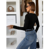 Čierne elegantné korzetové tričko RIVANZA s výstrihom (Veľkosť M/L)
