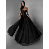 Čierne plesové dlhé trblietavé šaty ZANTHEA s korzetom (Veľkosť L)