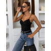 Čierny korzetový top XYLARA na ramienka (Veľkosť M/L)