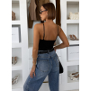 Čierny korzetový top XYLARA na ramienka (Veľkosť M/L)