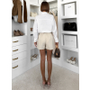Krémová elegantná mini sukňa ZARIRA s kraťaskami (Veľkosť M/L)
