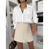 Krémová elegantná mini sukňa ZARIRA s kraťaskami (Veľkosť M/L)