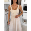 Krémové dlhé boho šaty HESPERIA na ramienka (Veľkosť M/L)