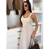 Krémové dlouhé boho šaty HESPERIA na ramínka (Veľkosť M/L)