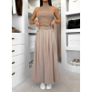 Svetlo hnedá dlhá štýlová sukňa JUVANTE s opaskom (Veľkosť L)
