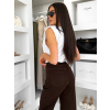 Tmavě hnědé wide leg široké džíny CALYDRA (Veľkosť L)