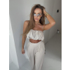 Béžový elegantný komplet SABLE s topom (Veľkosť ONESIZE)