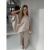 Béžový nohavicový luxusný elegantný komplet ECRIA (Veľkosť ONESIZE)