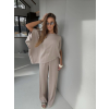 Béžový nohavicový luxusný elegantný komplet ECRIA (Veľkosť ONESIZE)