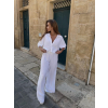 Biely 100% ľan nohavicový košeľový komplet ORIANA (Veľkosť ONESIZE)