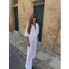 Biely 100% ľan nohavicový košeľový komplet ORIANA (Veľkosť ONESIZE)