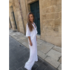 Biely 100% ľan nohavicový košeľový komplet ORIANA (Veľkosť ONESIZE)