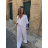 Biely 100% ľan nohavicový košeľový komplet ORIANA (Veľkosť ONESIZE)