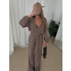 Hnedý dlhý luxusný overal VYXEN s kapucňou (Veľkosť ONESIZE)