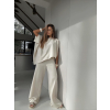 Krémový nohavicový elegantný dlhý komplet ECRIA (Veľkosť ONESIZE)