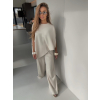 Krémový nohavicový elegantný dlhý komplet ECRIA (Veľkosť ONESIZE)