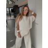 Krémový nohavicový elegantný dlhý komplet ECRIA (Veľkosť ONESIZE)