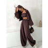 Tmavo hnedý mikinový štýlový dlhý komplet COMFRA (Veľkosť ONESIZE)
