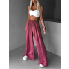 Malinové široké voľné dlhé nohavice OLVIRA (Veľkosť Predĺžená dĺžka)