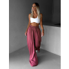 Malinové široké voľné dlhé nohavice OLVIRA (Veľkosť Predĺžená dĺžka)