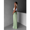 Svetlo zelené široké voľné dlhé nohavice OLVIRA (Veľkosť Predĺžená dĺžka)
