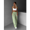 Svetlo zelené široké voľné dlhé nohavice OLVIRA (Veľkosť Predĺžená dĺžka)