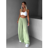 Svetlo zelené široké voľné dlhé nohavice OLVIRA (Veľkosť Predĺžená dĺžka)