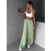 Svetlo zelené široké voľné dlhé nohavice OLVIRA (Veľkosť Predĺžená dĺžka)