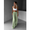 Svetlo zelené široké voľné dlhé nohavice OLVIRA (Veľkosť Predĺžená dĺžka)