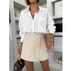 Béžová elegantná krátka mini sukňa LUMERIA s kraťaskami (Veľkosť L)