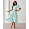 Mintové elegantní midi šaty VELIRA (Veľkosť L)