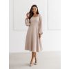 Béžové elegantné spoločenské midi šaty MARAYA (Veľkosť L)