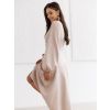 Béžové elegantné spoločenské midi šaty MARAYA (Veľkosť L)