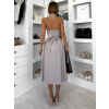 Béžovošedé tvarujúce vypasované áčkové midi šaty VORTA (Veľkosť ONESIZE)