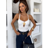 Bílé elastické elegantní body NAOMI s ozdobou (Veľkosť ONESIZE)