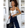 Bílé elastické elegantní body NAOMI s ozdobou (Veľkosť ONESIZE)
