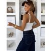 Bílé elastické elegantní body NAOMI s ozdobou (Veľkosť ONESIZE)