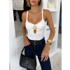 Bílé elastické elegantní body NAOMI s ozdobou (Veľkosť ONESIZE)